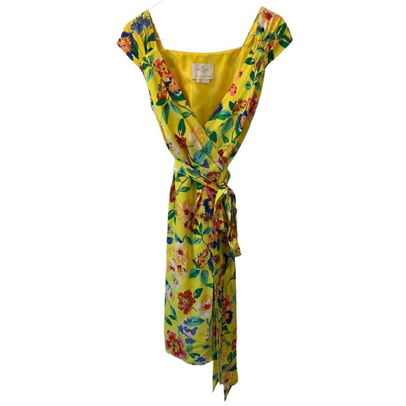Kate Spade Cathleen Yellow V-Neck Floral Wrap Dress - Picture 2 of 11